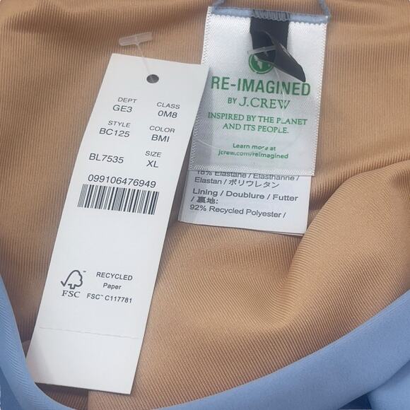 J‎ Crew Curved Waist Bikini Bottom Light Blue Cheeky Size XL BC125 New - Picture 5 of 5